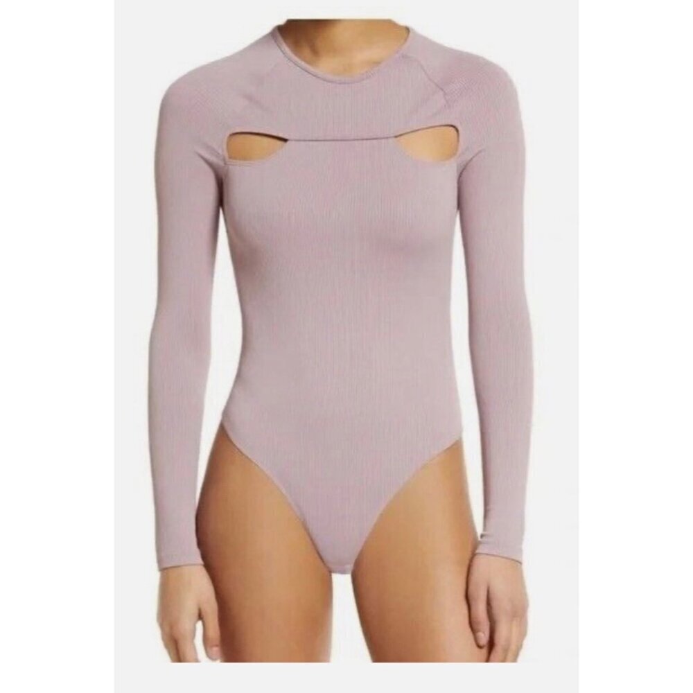New TOPSHOP Cutout Long Sleeve Bodysuit Women Size 4-6 Lavender - Picture 9 of 10